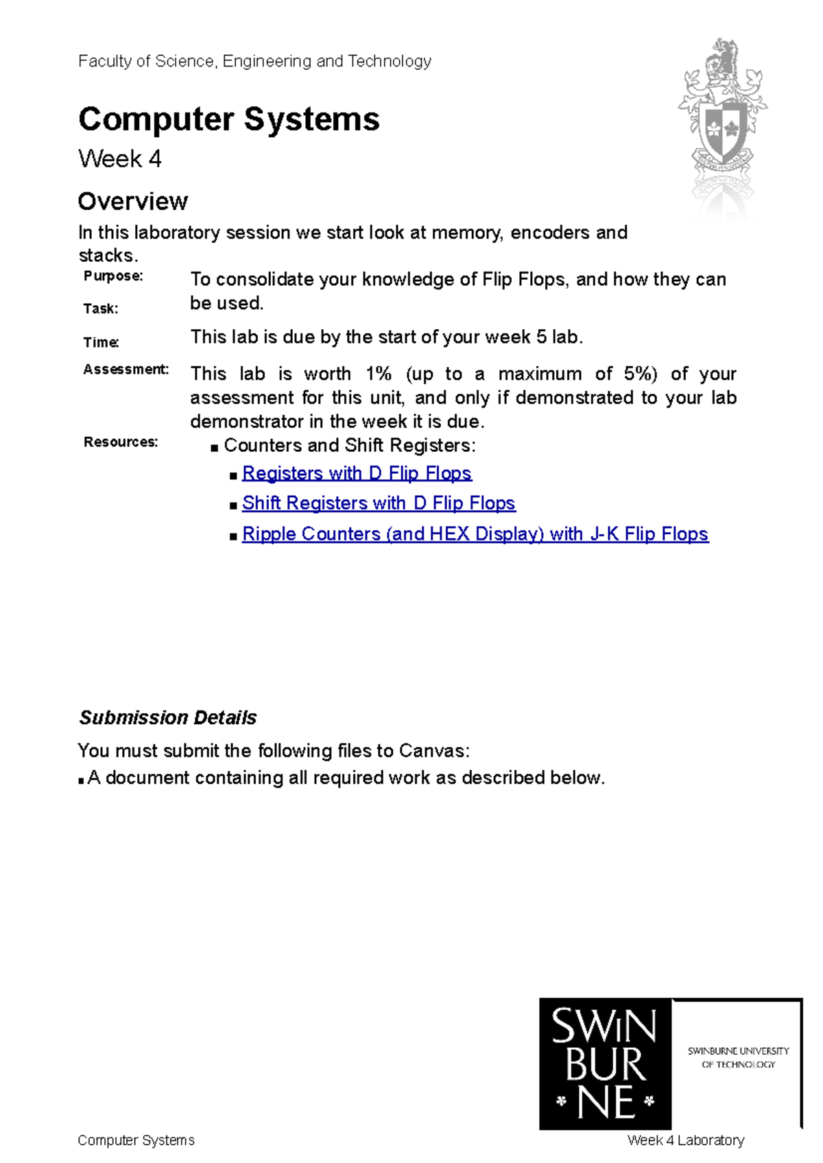 Week4 Lab - lab - Faculty of Science, Engineering and Technology ...