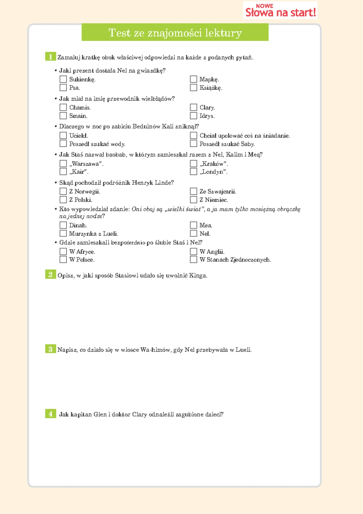 Sprawdzian Z Lektury W Pustyni I Puszczy www.studocu.com