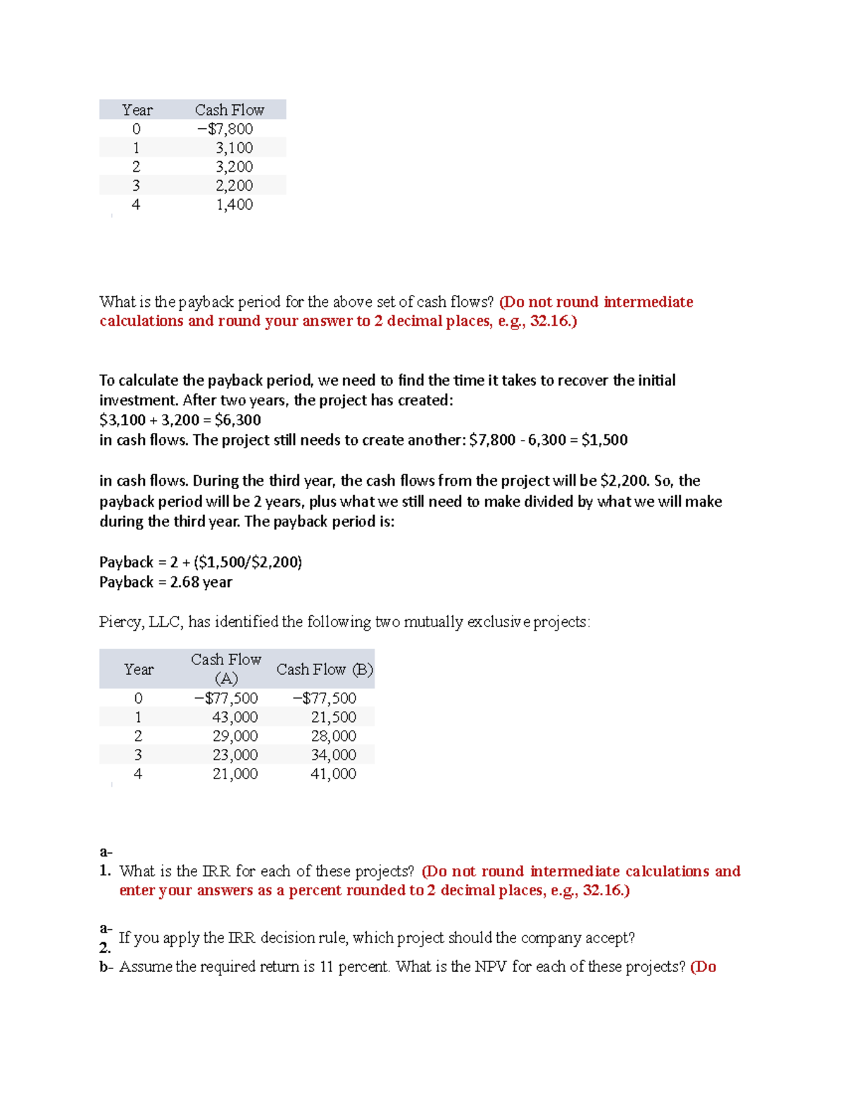 FM2 Chapter 8 - Practice Questions on Payback Period & NPV - Studocu