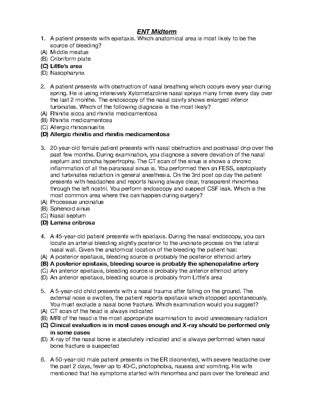 ENT- Midterm Exam Study Guide: Key Topics & Questions - Studocu