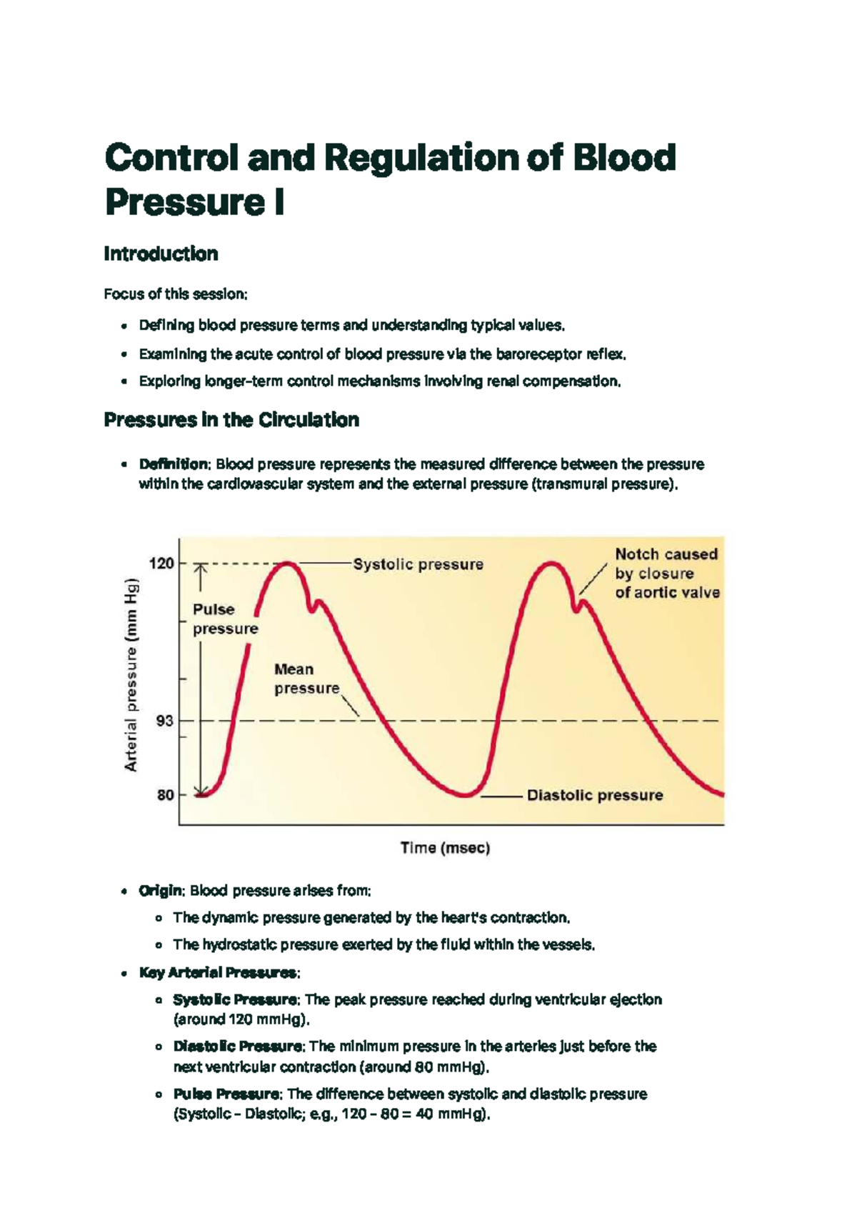 Control and Regulation of Blood Pressure I: Mechanisms and Significance ...
