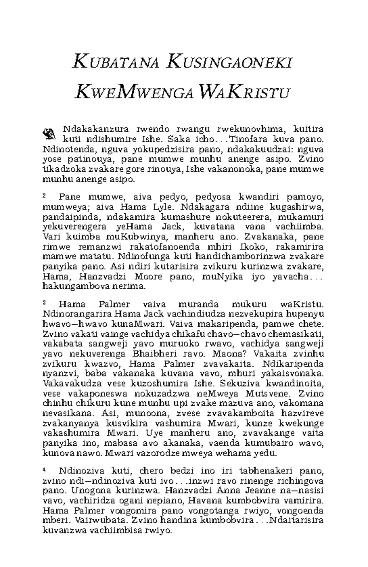 SHO65-1125 Mharidzo: Kubatana Kusingaoneki kweMwenga waKristu - Studocu