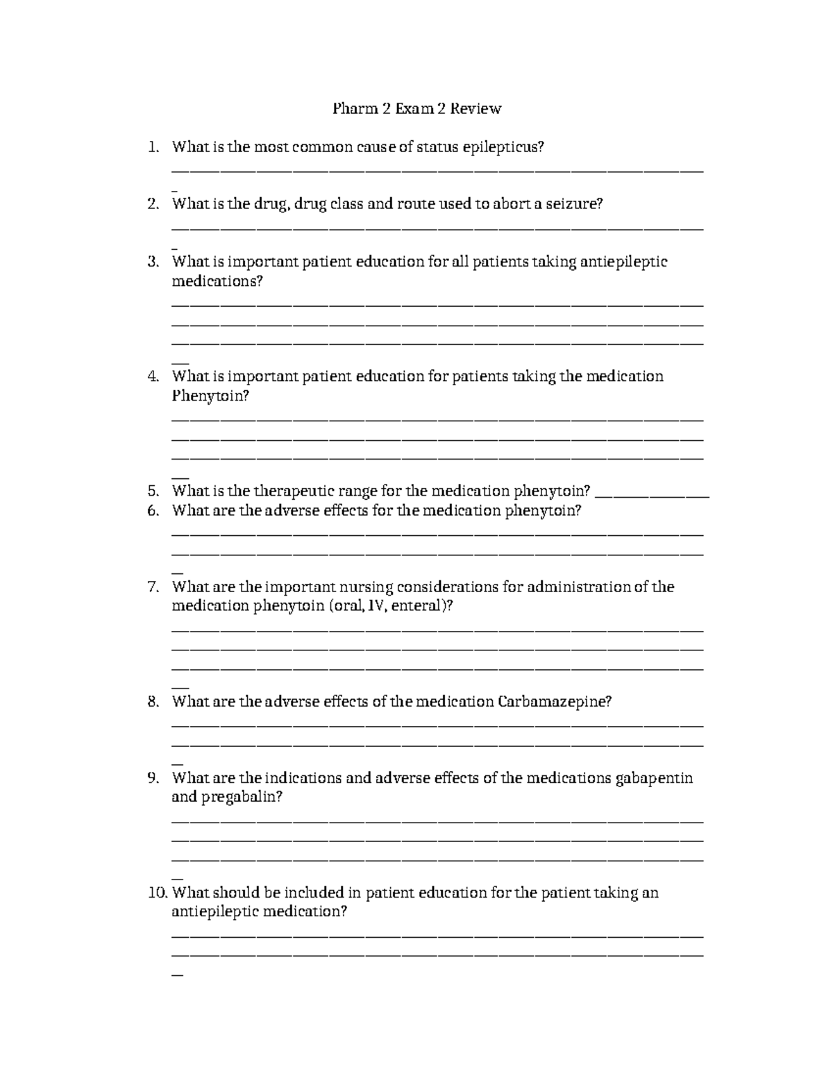 Pharm 2 Exam 2 Review: Key Concepts & Patient Education F23 - Studocu