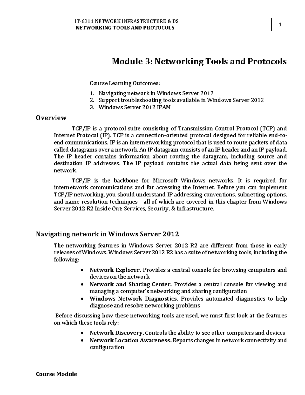 IT-6311 Lesson 2: Networking Tools & Protocols Overview - Studocu