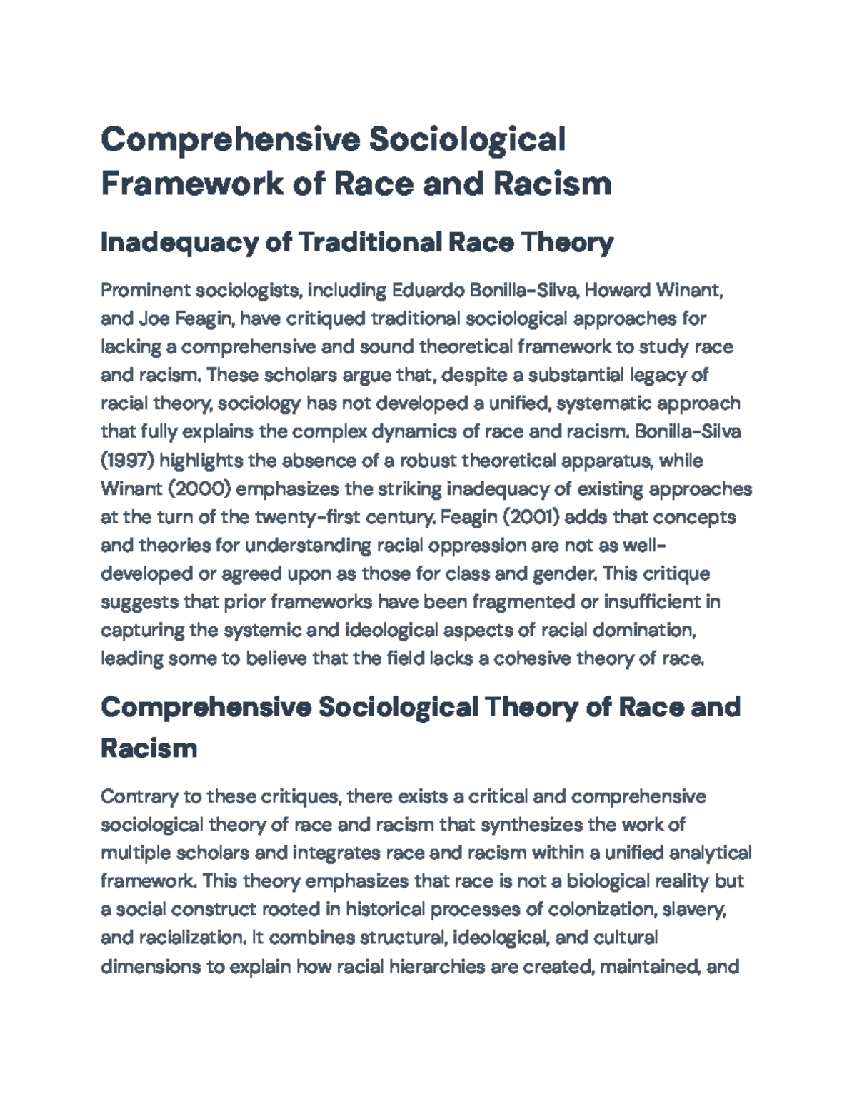 Comprehensive Sociological Analysis of Race and Racism - Studocu