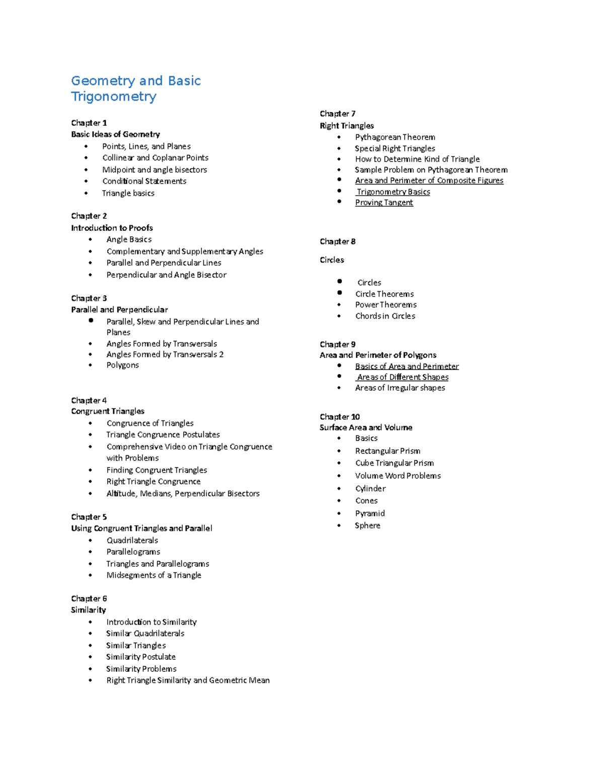 Geometry and Basic Trigonometry Course Notes (MATH 101) - Studocu