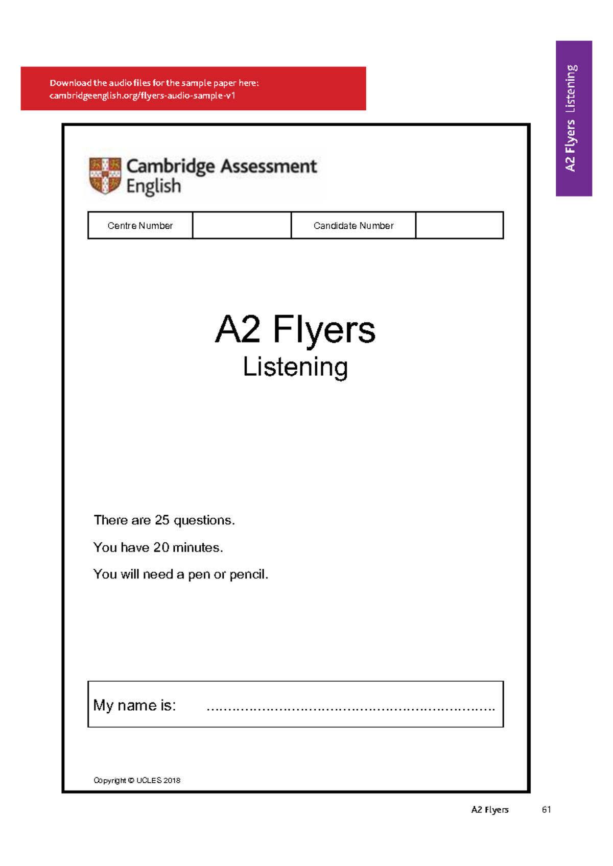 A2 Flyers Listening Sample Test with Audio Files - Studocu
