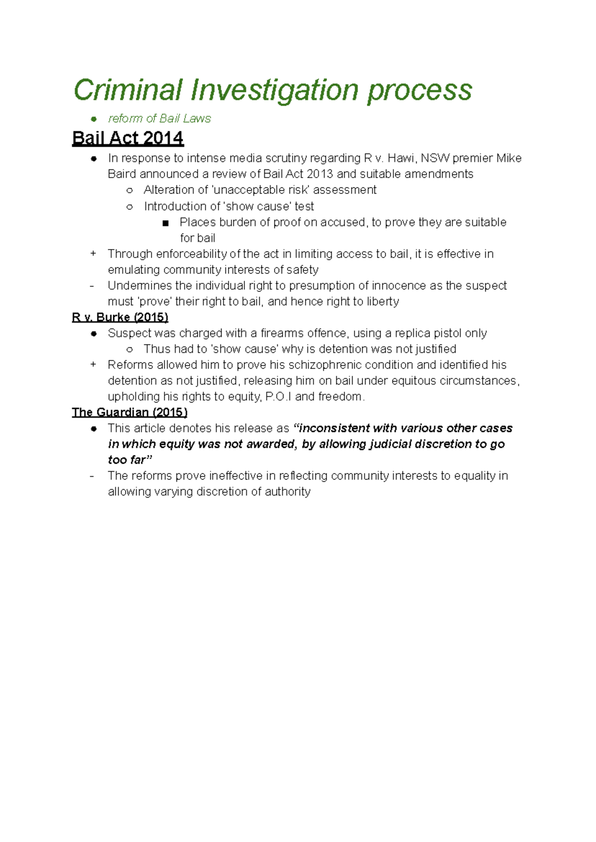 CJ Reform Guide: Bail Laws, Provocation Defence & Trial Processes - Studocu
