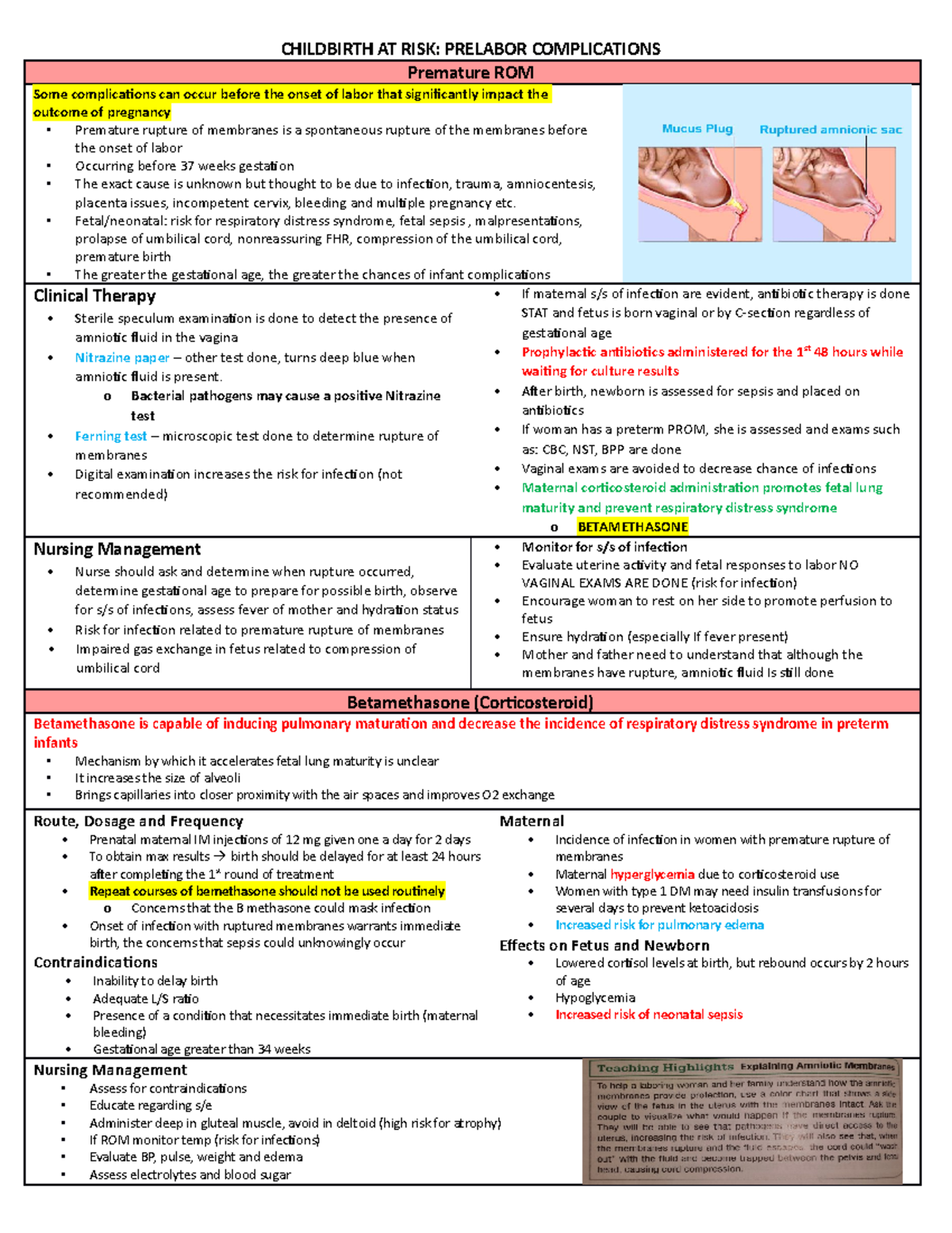 Chapter 21: Pre-Labor Complications in Childbirth Management - Studocu