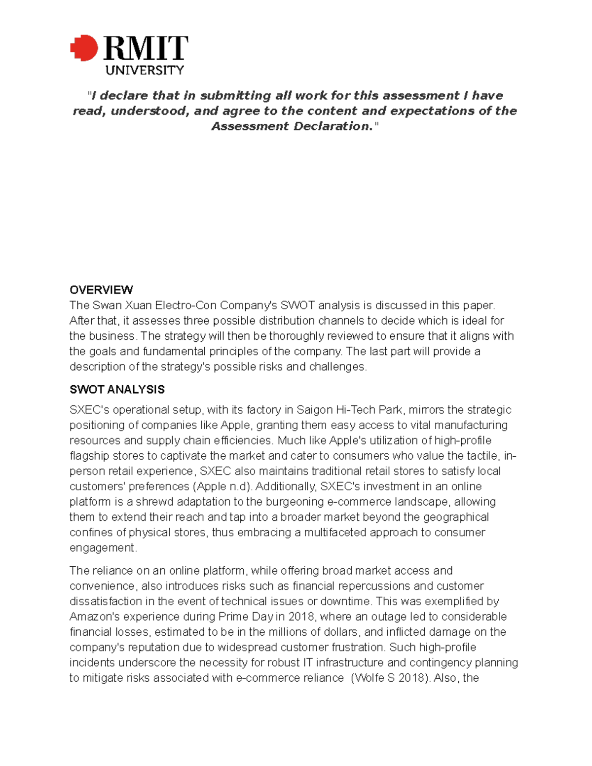 SWEC 301 - Rough Draft: Strategy and Distribution Channels Analysis ...