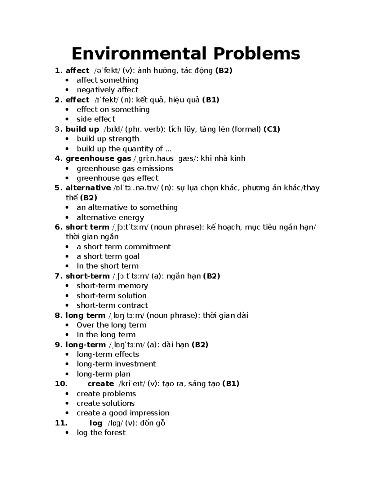 Environmental Problems: Key Vocabulary and Concepts - Studocu