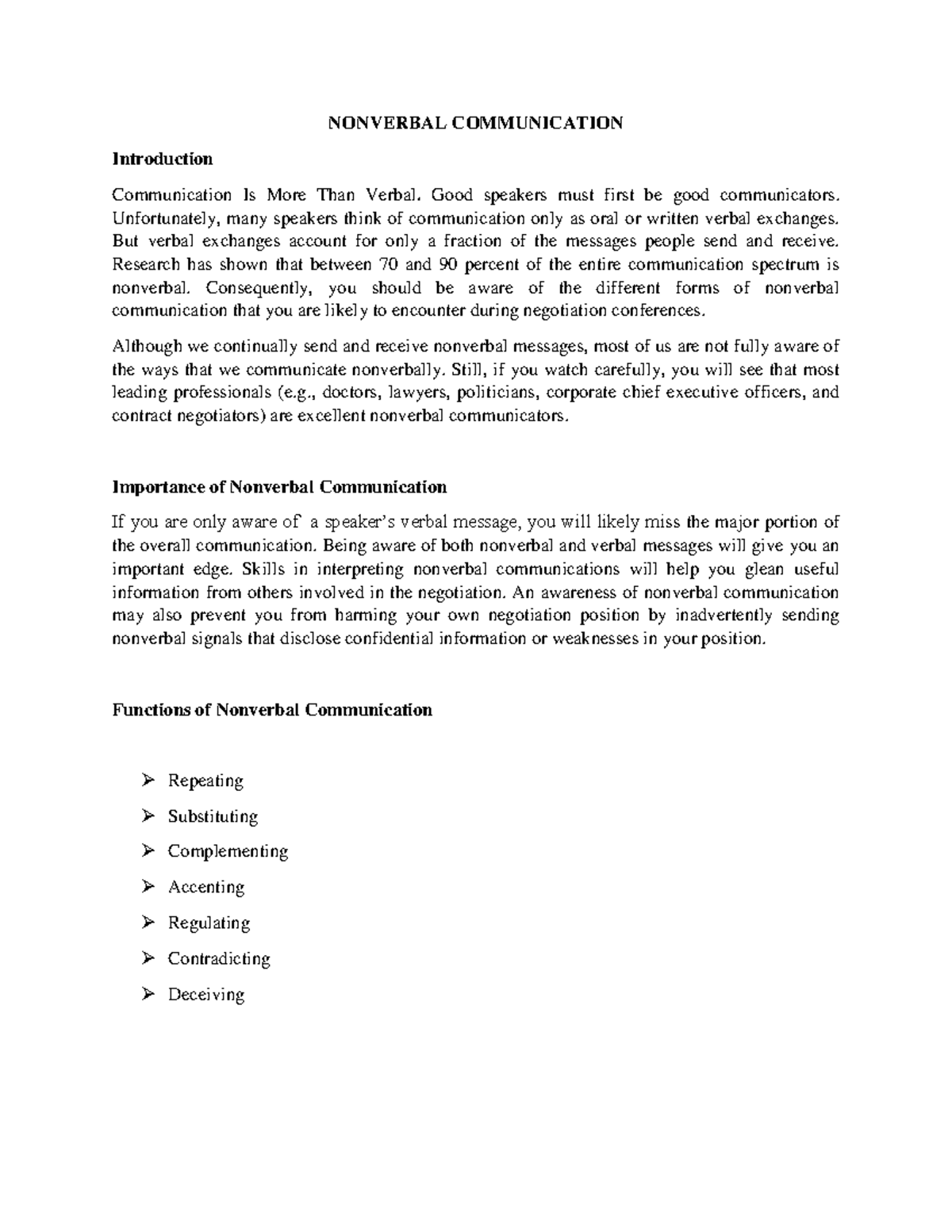 06. Nonverbal Communication: Understanding Its Impact on Interaction ...