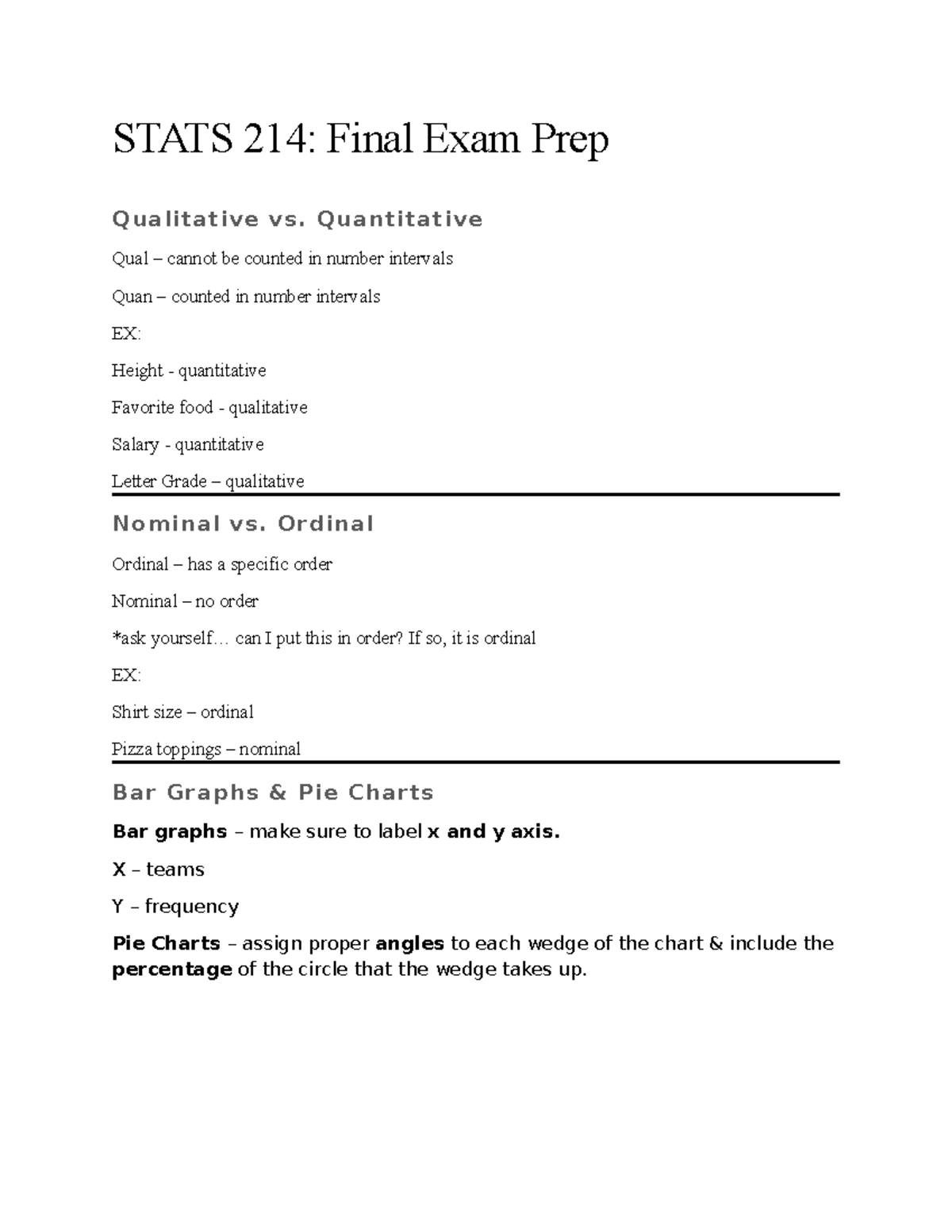 STATS 214: Final Exam Prep - Qualitative vs. Quantitative Analysis ...