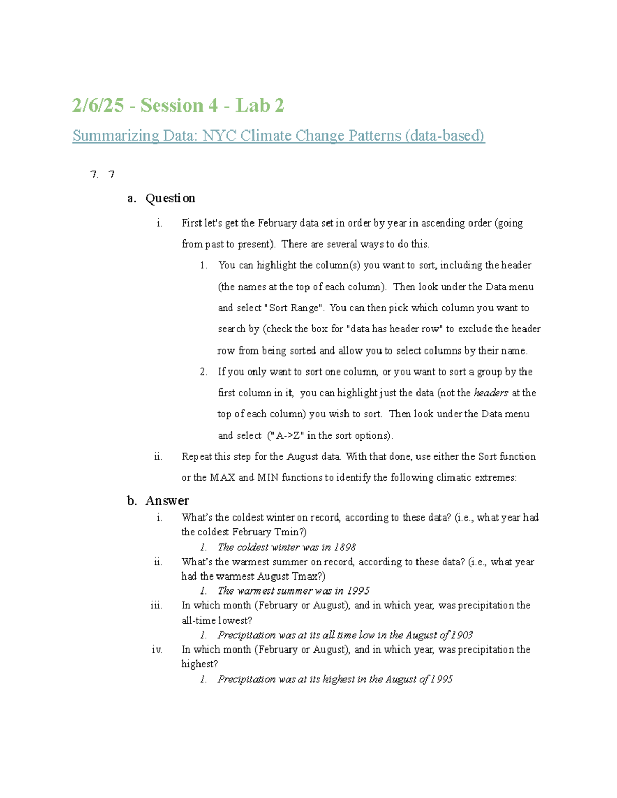 Ecology HW-2: NYC Climate Change Data Lab Report - Studocu