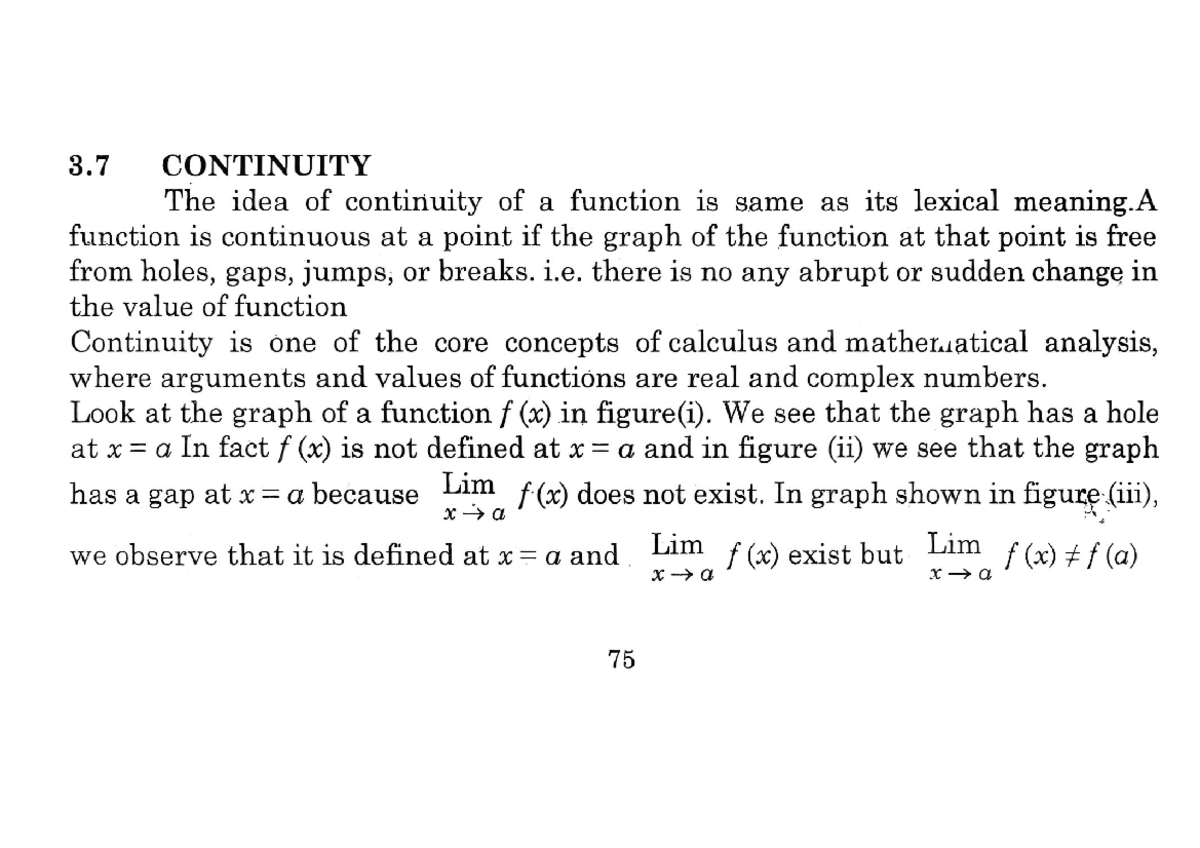 Chapter 3.7: Continuity in Functions - Key Concepts and Examples - Studocu