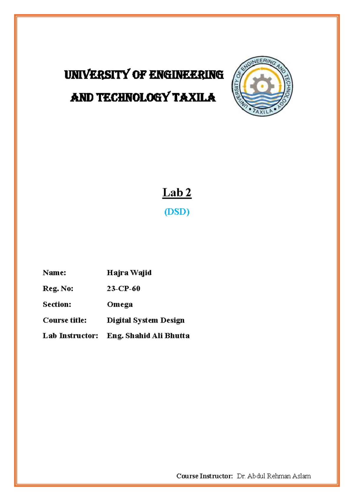 23-CP-60 Lab 02 - Verilog Solutions for Digital System Design - Studocu