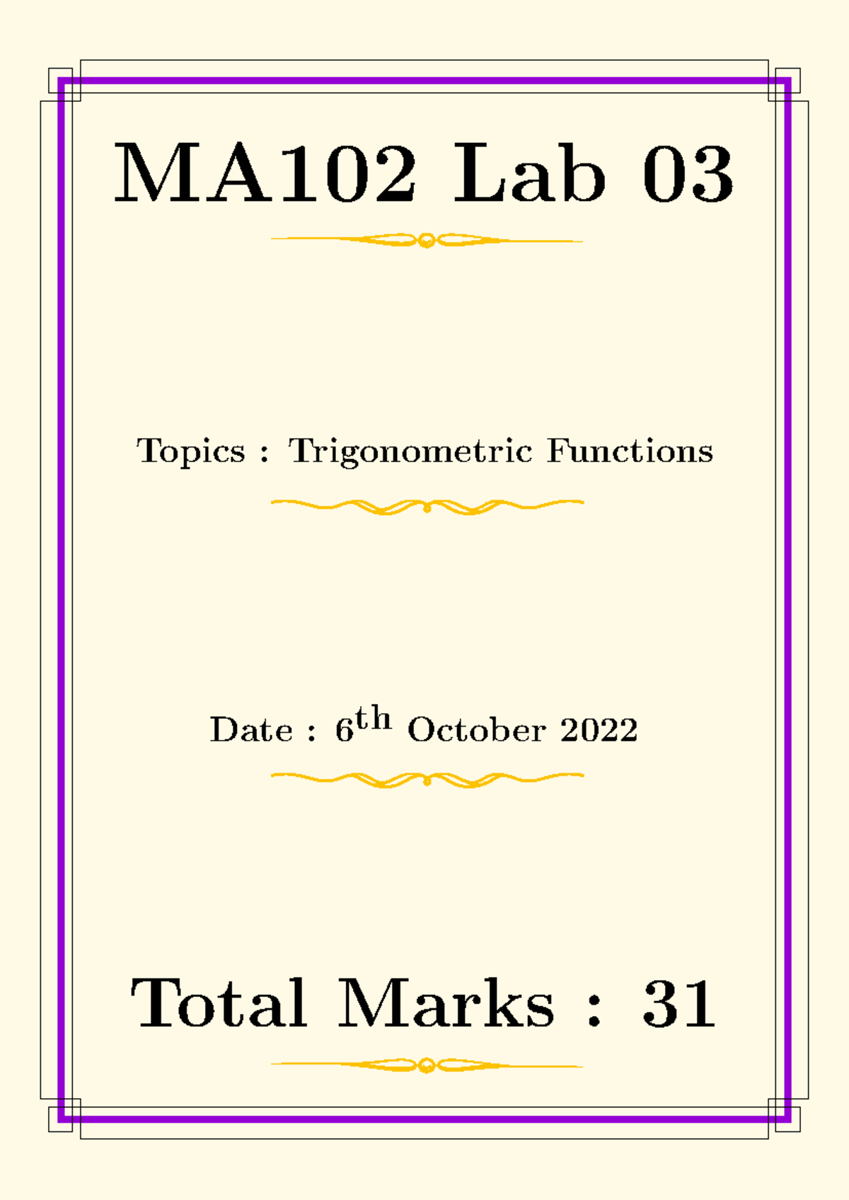 Lab3 - THIRD LAB - MA102 Lab 03 Topics : Trigonometric Functions Date ...