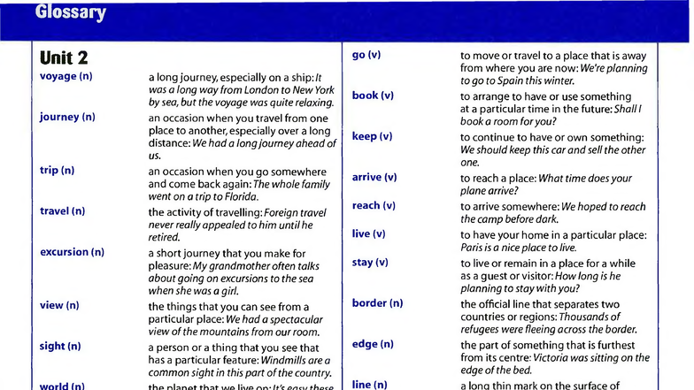 Unit 2 & 4 Vocabulary Glossary for Destination B2 - Studocu