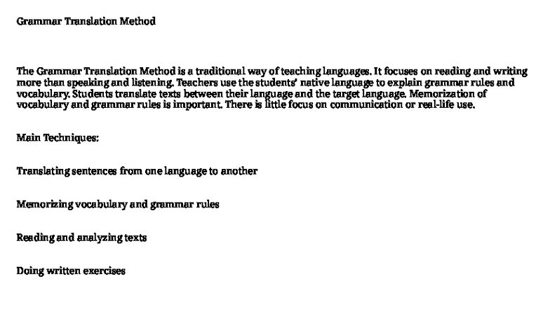 Summary of Language Teaching Methods - ELT Course - Studocu
