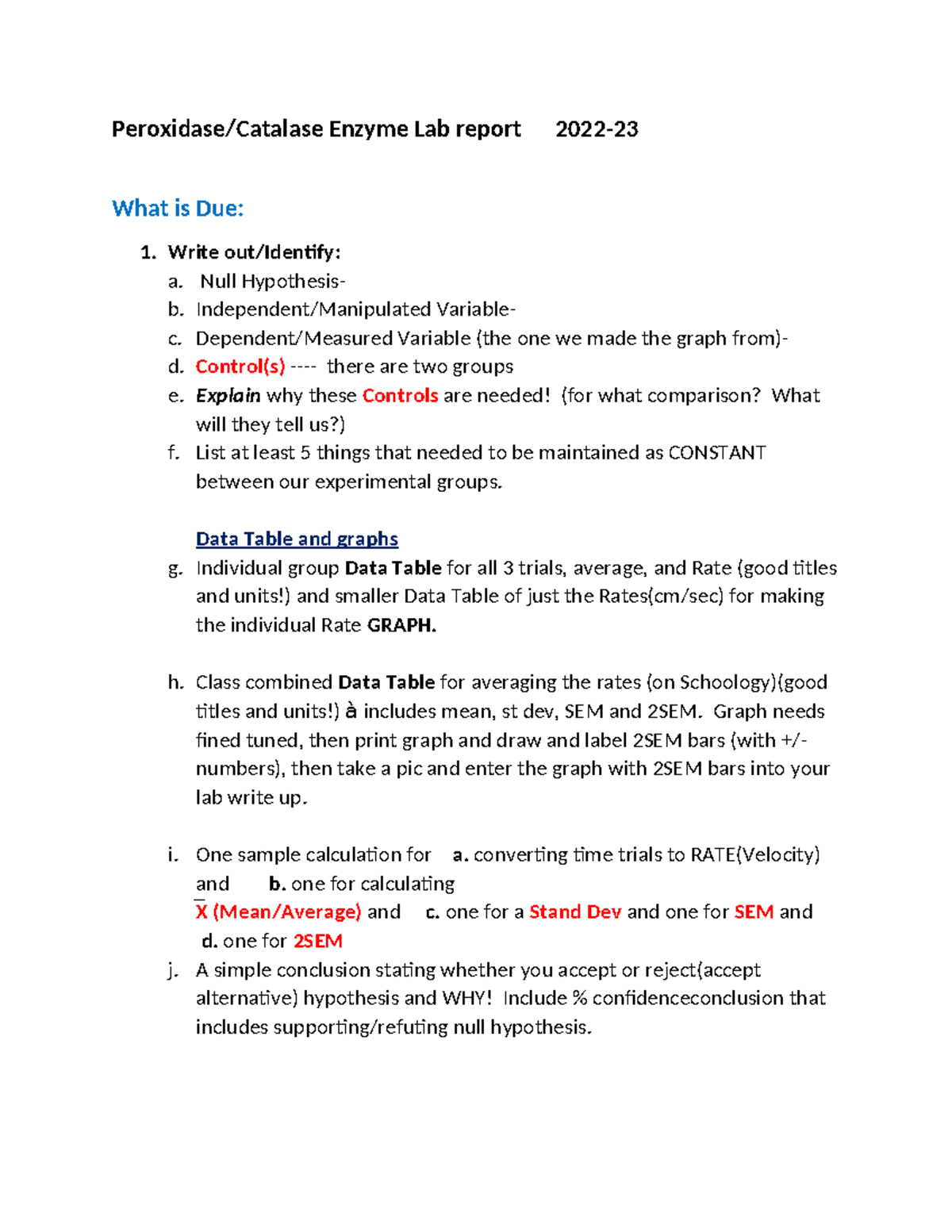 AP Bio Lab Report: Yeast Enzyme Experiment Instructions 2021-22 - Studocu