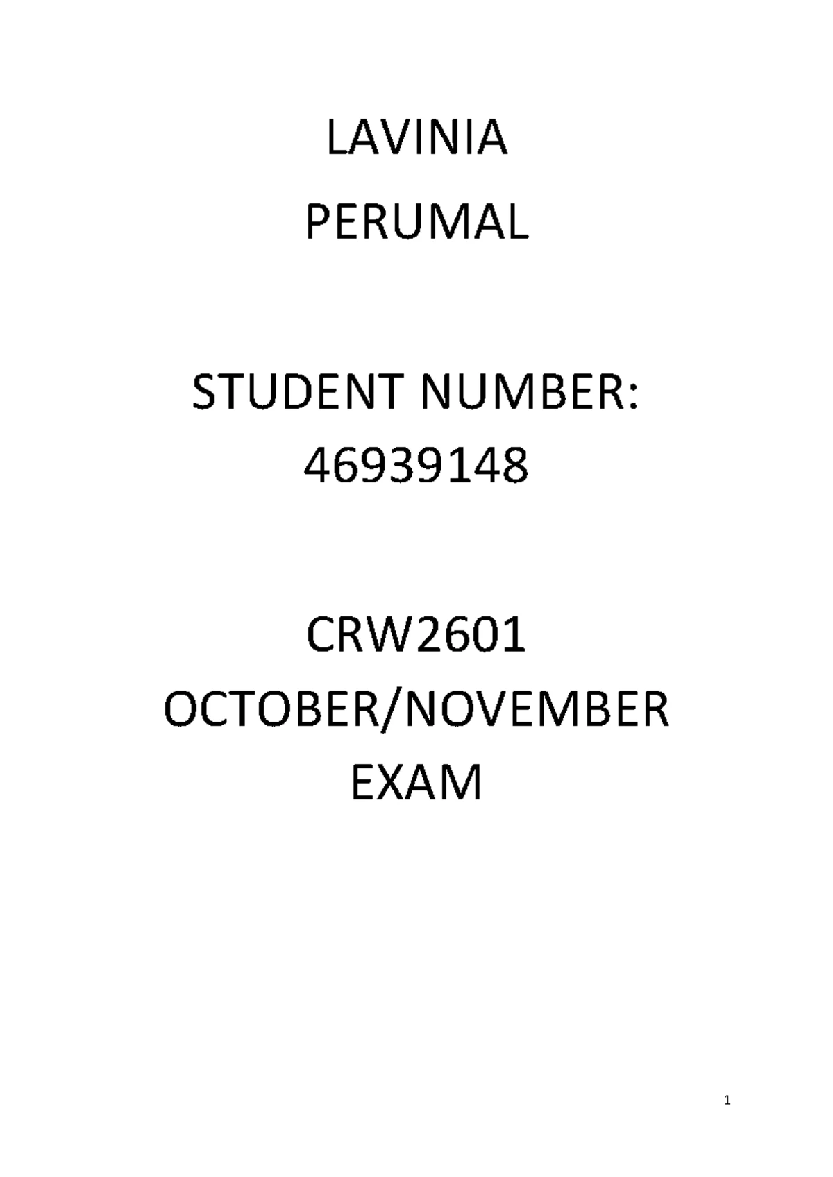 MNB1601-Oct Nov 2012 exam - CRW2601 - Studocu