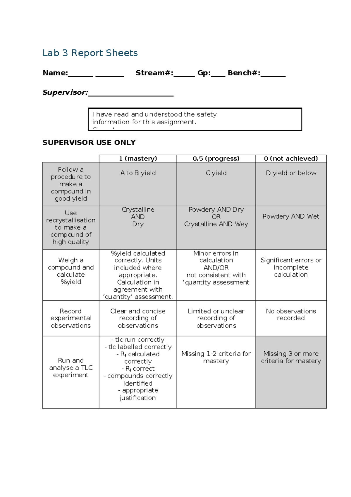 CHEM110 Lab 3 Report: Synthesis & TLC Analysis of Benzoic Acid - Studocu