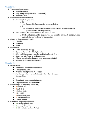 OB EXAM 1 Review Fall - NURS 416- Maternal & Child Nursing Care EXAM 1 ...