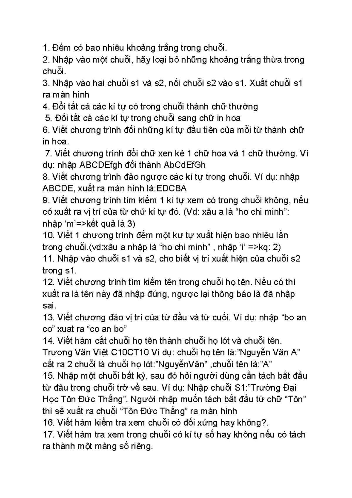 Bài tập cơ bản về Java OOP - Buổi 2: Viết hàm cho các bài tập - Studocu