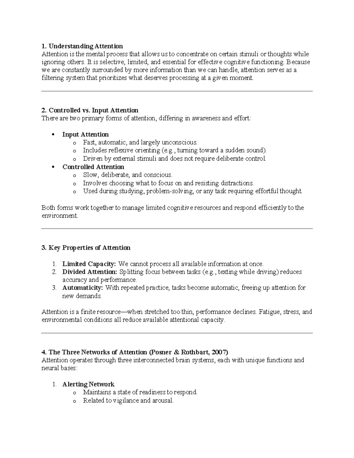 Attention (PSY 101) Part 2: Key Concepts and Mechanisms - Studocu