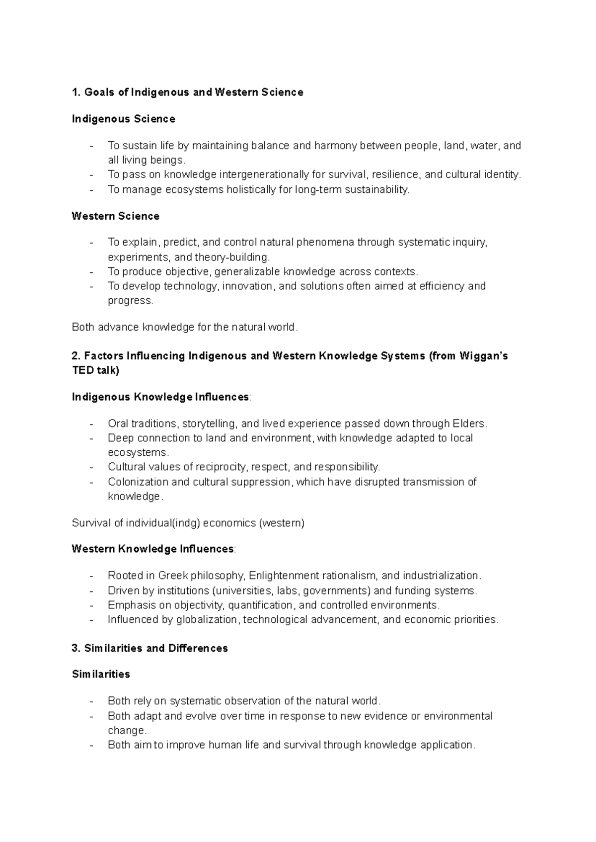 Life Sci 2A03: Indigenous vs. Western Science - Pre-Tutorial Notes ...
