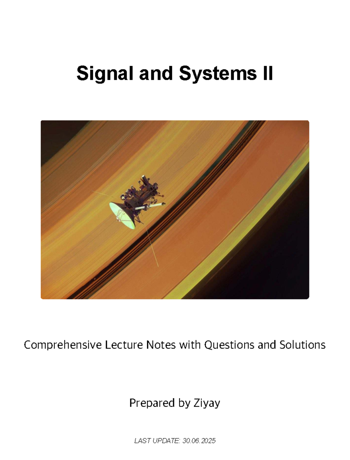 Signal and Systems II - Comprehensive Lecture Notes & Solutions - Studocu
