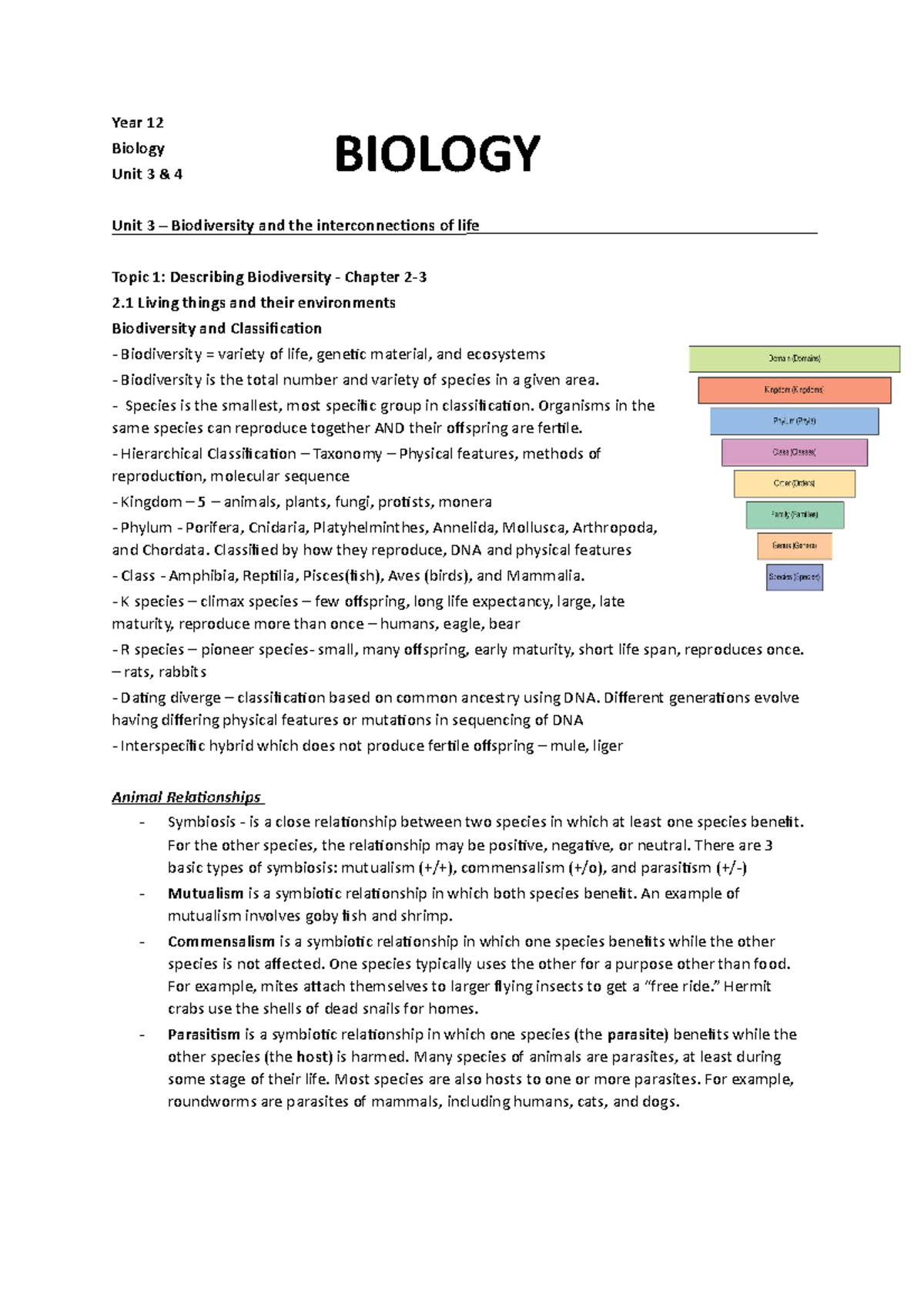 Year 12 QCE Biology Unit 3 & 4 Comprehensive Study Notes - Studocu