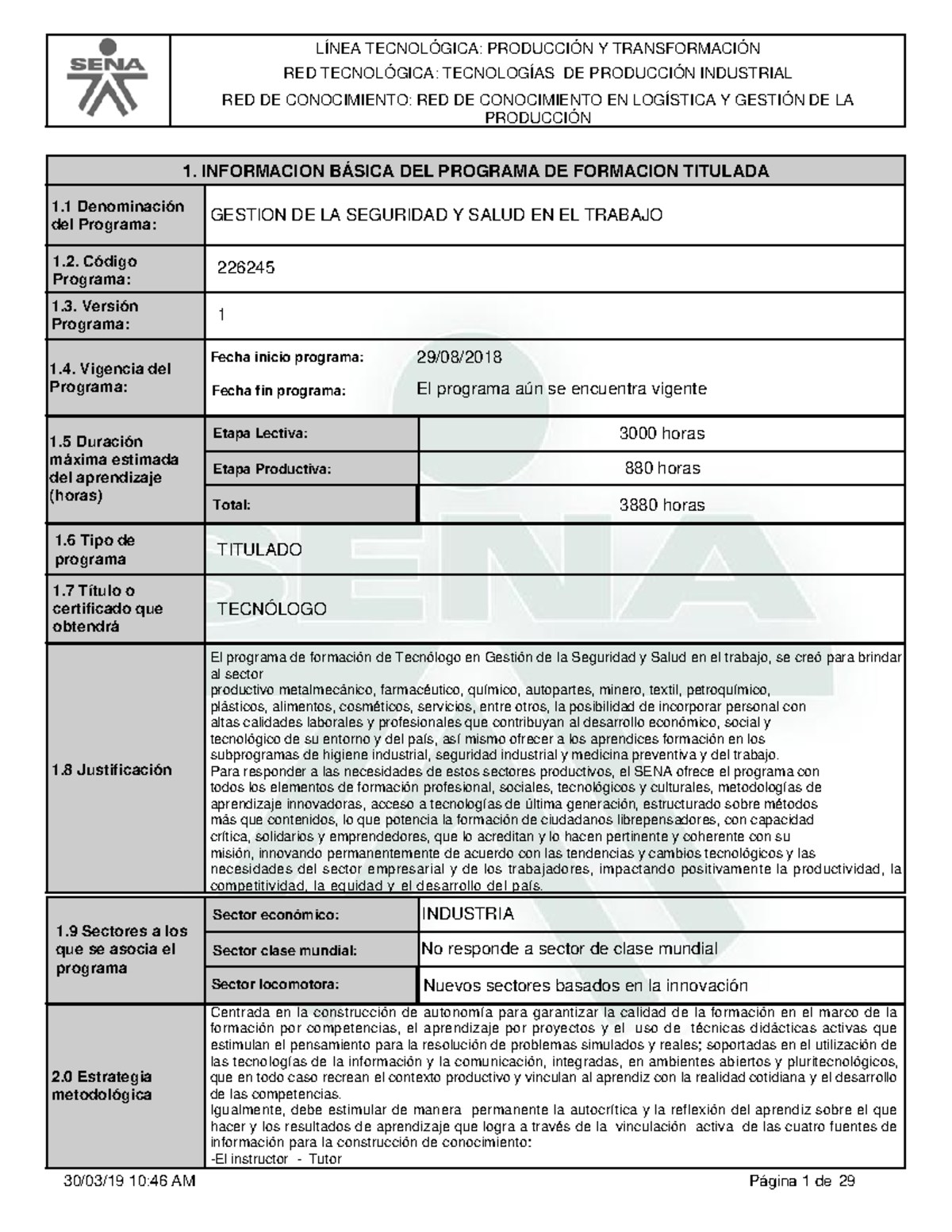 Diseño Curricular para el Tecnólogo en Gestión de Salud y Seguridad (GSST) - Document Preview