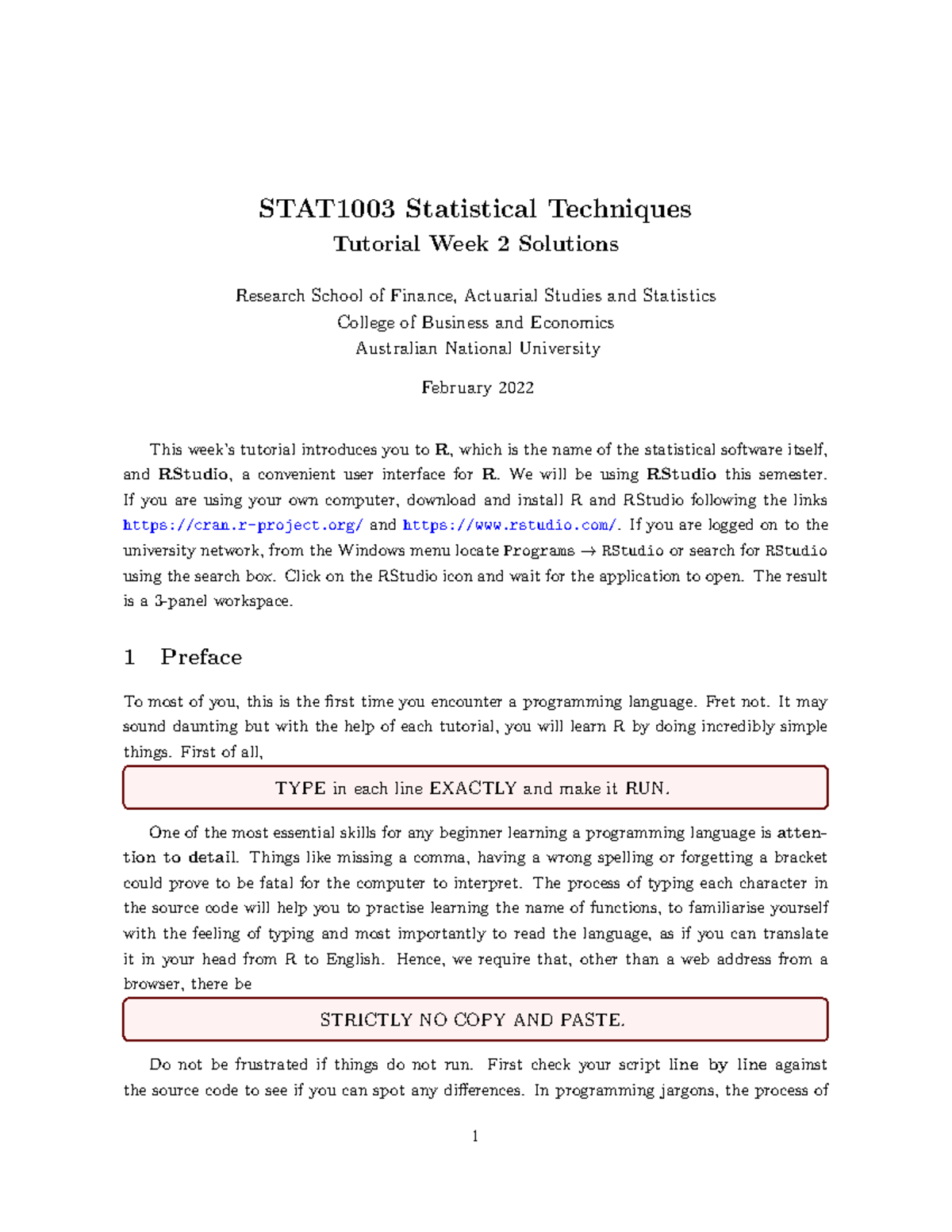 STAT1003 - Week 2 Tutorial Solutions for R Programming - Studocu