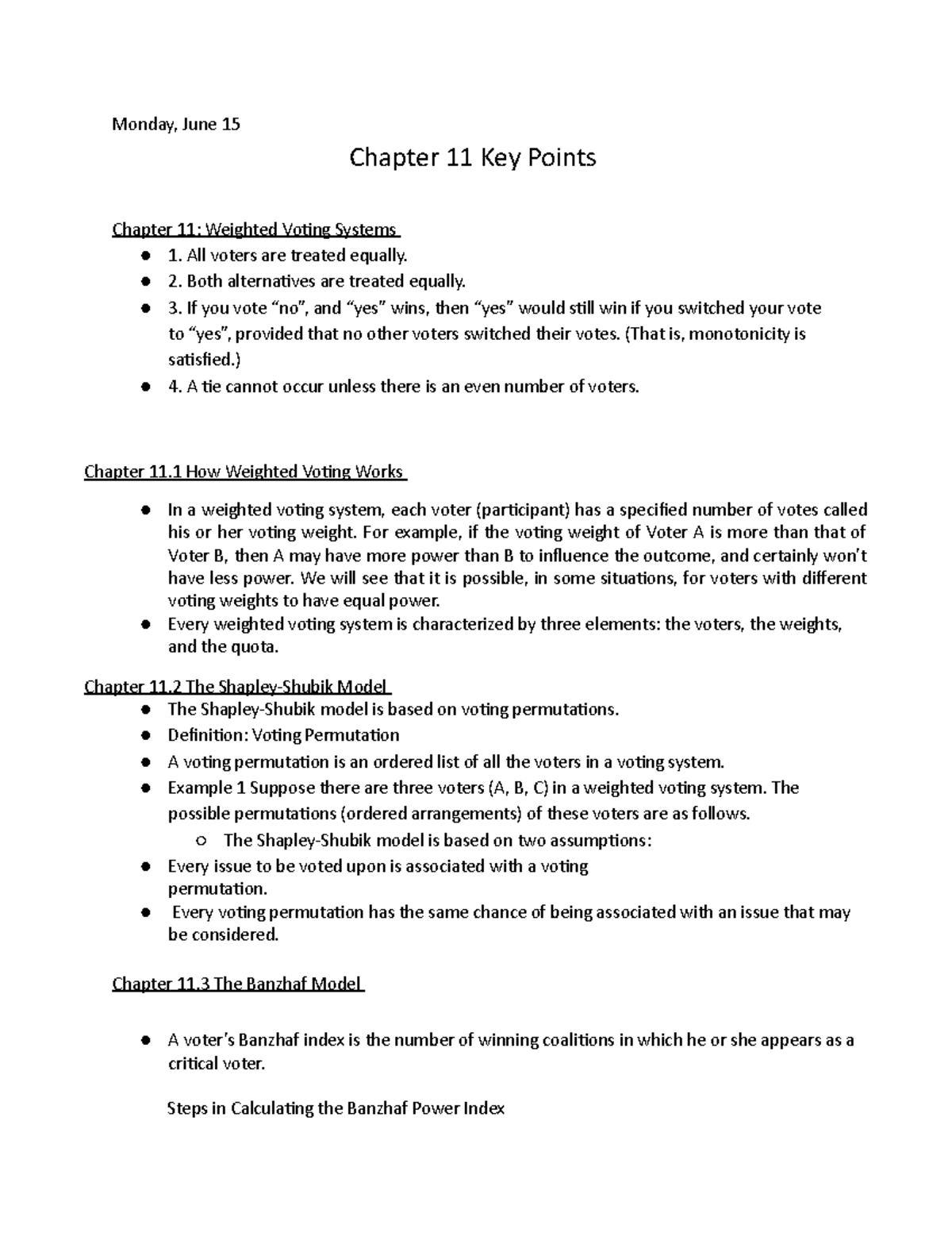 Chapter 11 Key Points - Monday, June 15 Chapter 11 Key Points Chapter ...