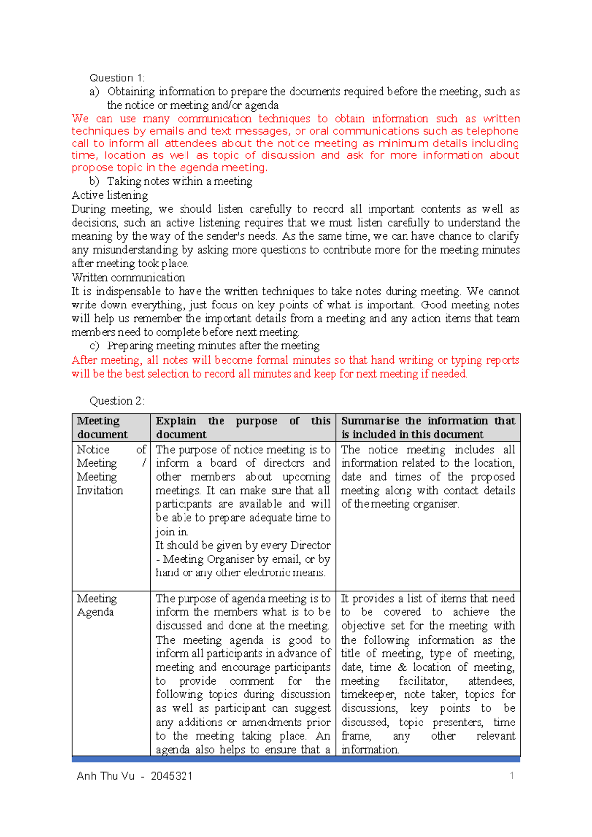 Assessment 1: Meeting Procedures and Documentation Guide - Studocu