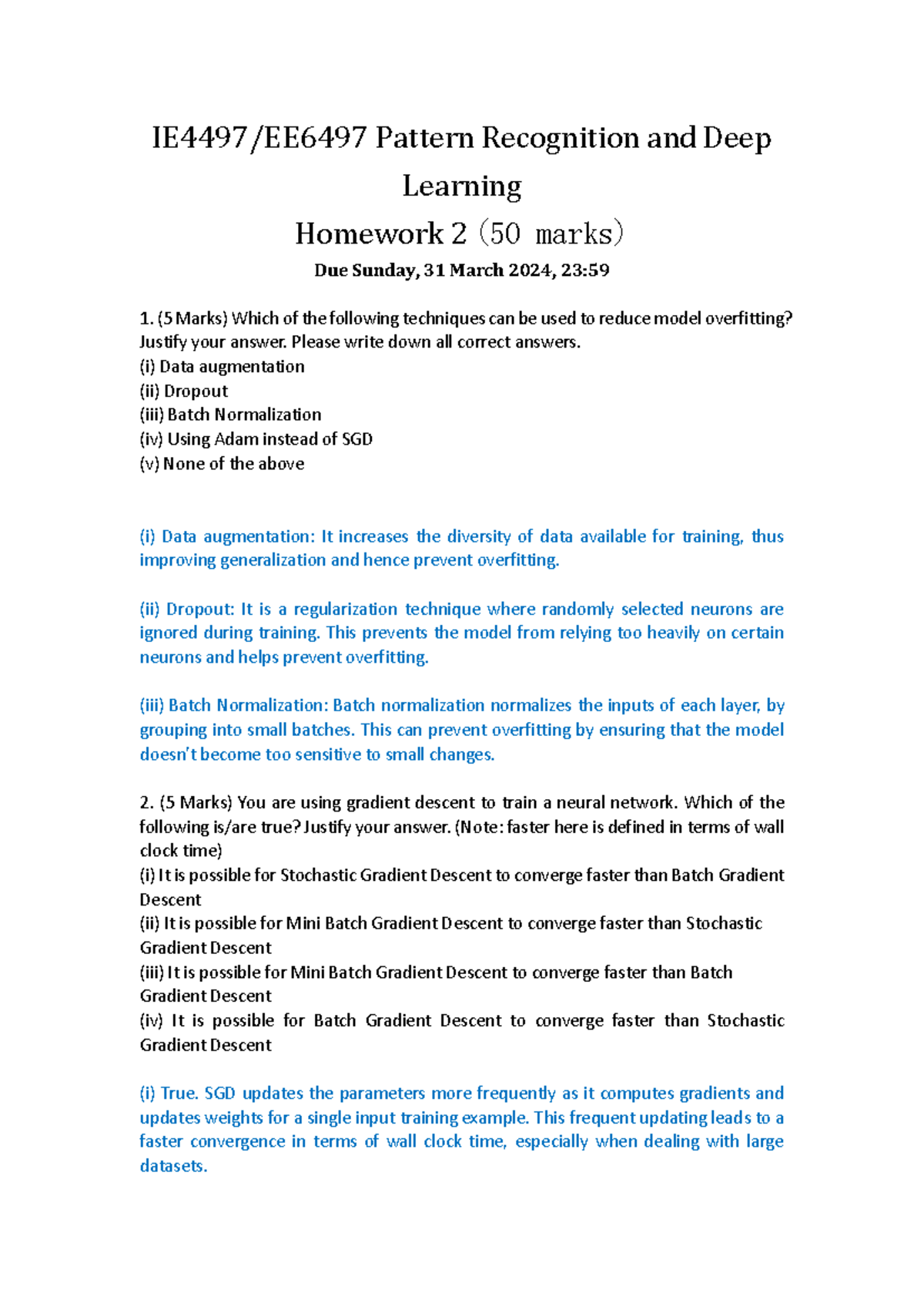 Homework 2: Pattern Recognition & Deep Learning - IE4497/EE6497 - Studocu