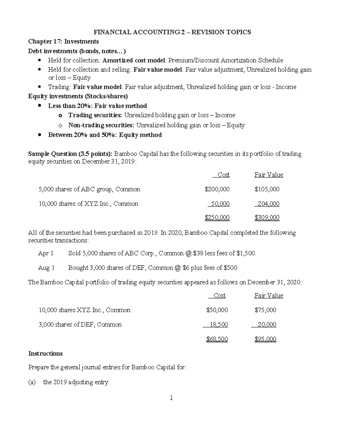FA2 Final Exam Revision: Key Topics in Financial Accounting 2 - Studocu