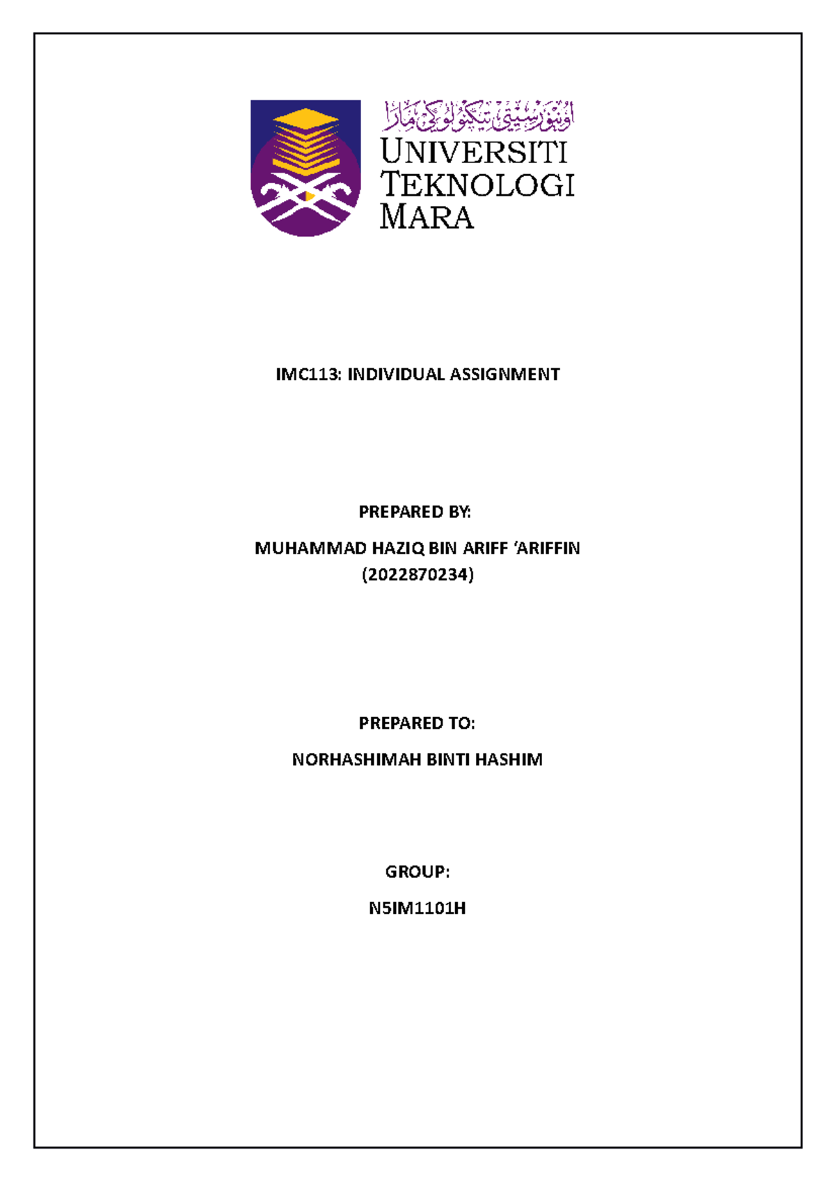 Imc113 places - IMC113: INDIVIDUAL ASSIGNMENT PREPARED BY: MUHAMMAD ...