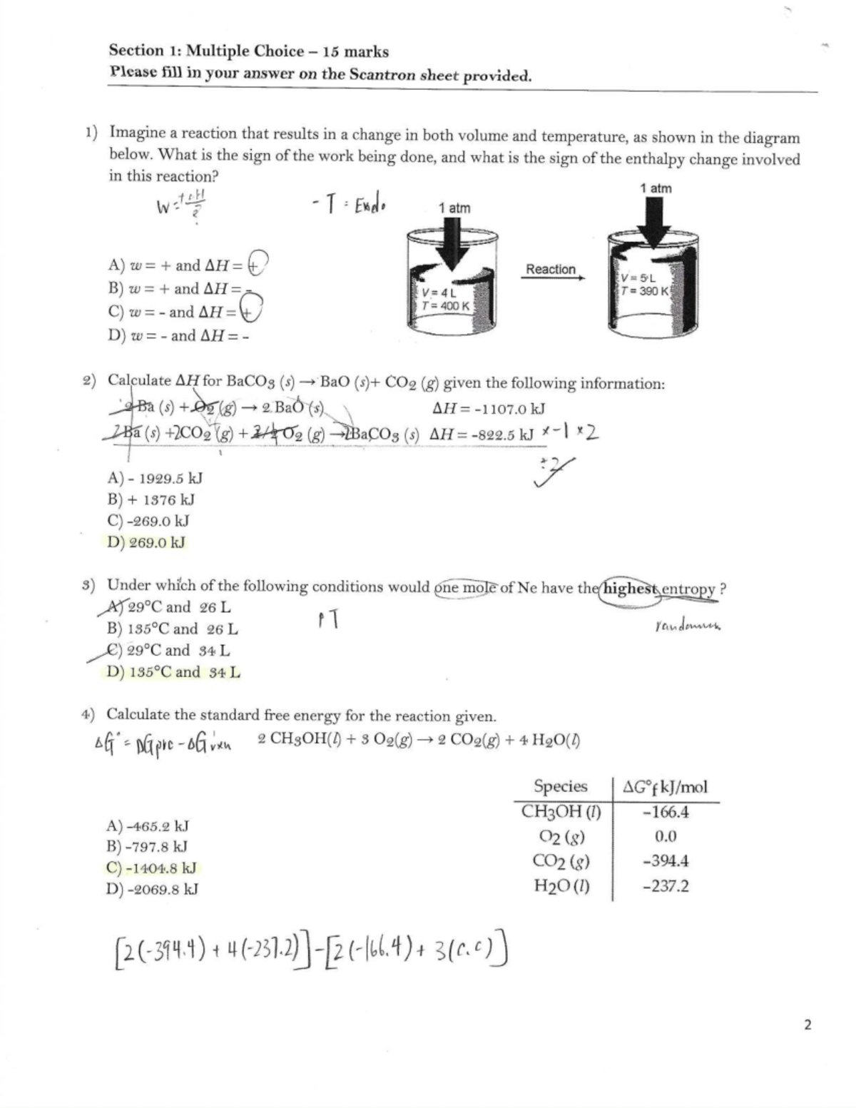 CHEM 1020 W26 Midterm Test: Multiple Choice & Short Answer - Studocu