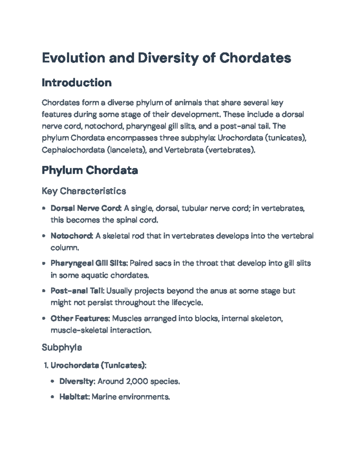 Diversity and Evolution of Chordates: An Overview of Phylum Chordata ...