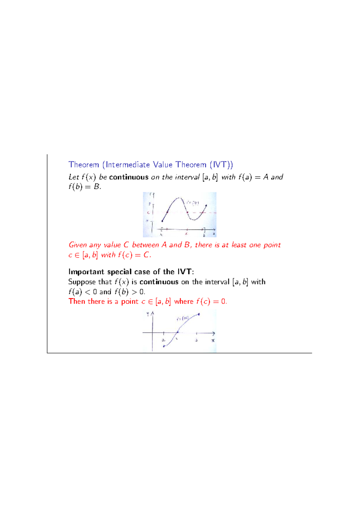 Midterm Review: Intermediate Value Theorem & Derivatives (MATH 101 ...