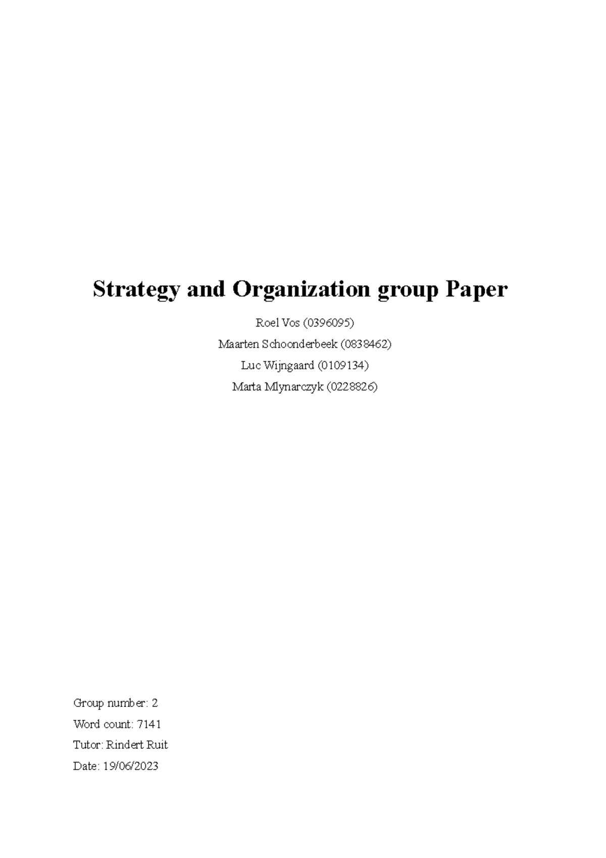Strategy and Organization group Paper - RyanAir - Strategy and ...