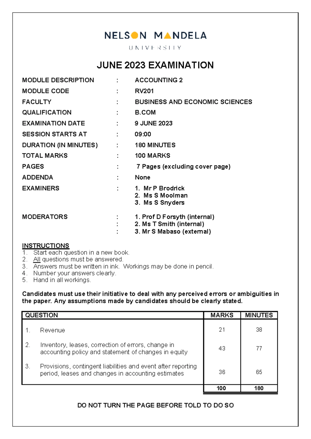 RV201 June 2022 - Final Exam Accounting 2 Overview and Questions - Studocu