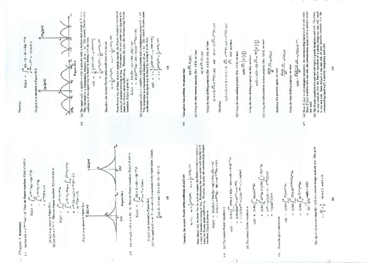 Signal & System Solutions for Chapter 4 - Fourier Transforms and ...
