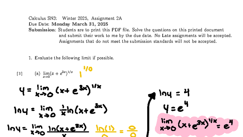 Calculus SN3: Winter 2025 - Assignment 2A Instructions and Problems ...