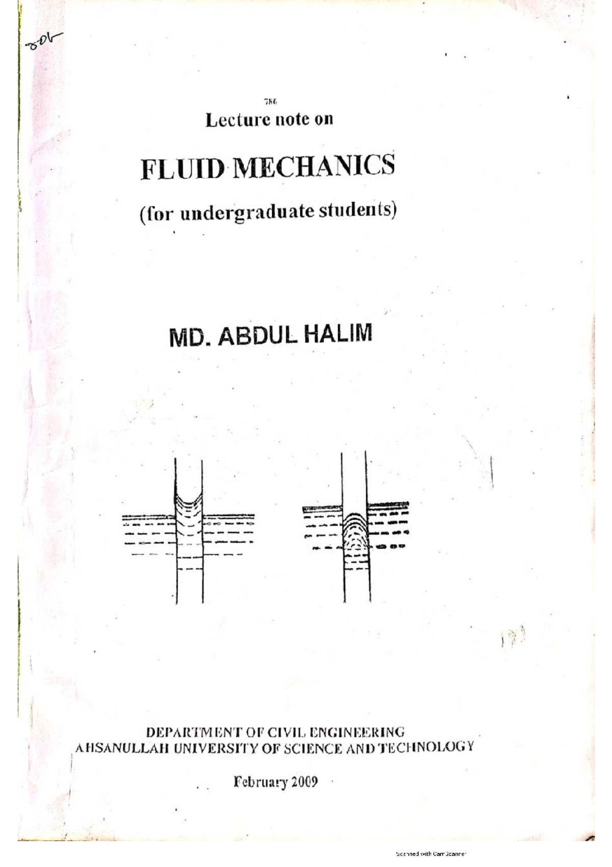 Lecture Notes on Fluid Mechanics (ROB 786) by MD Abdul Halim - Studocu