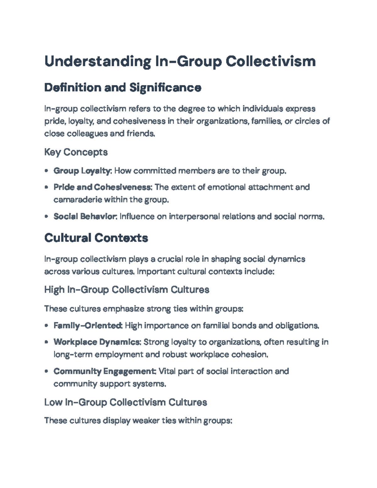Understanding In-Group Collectivism: Implications for Culture and ...