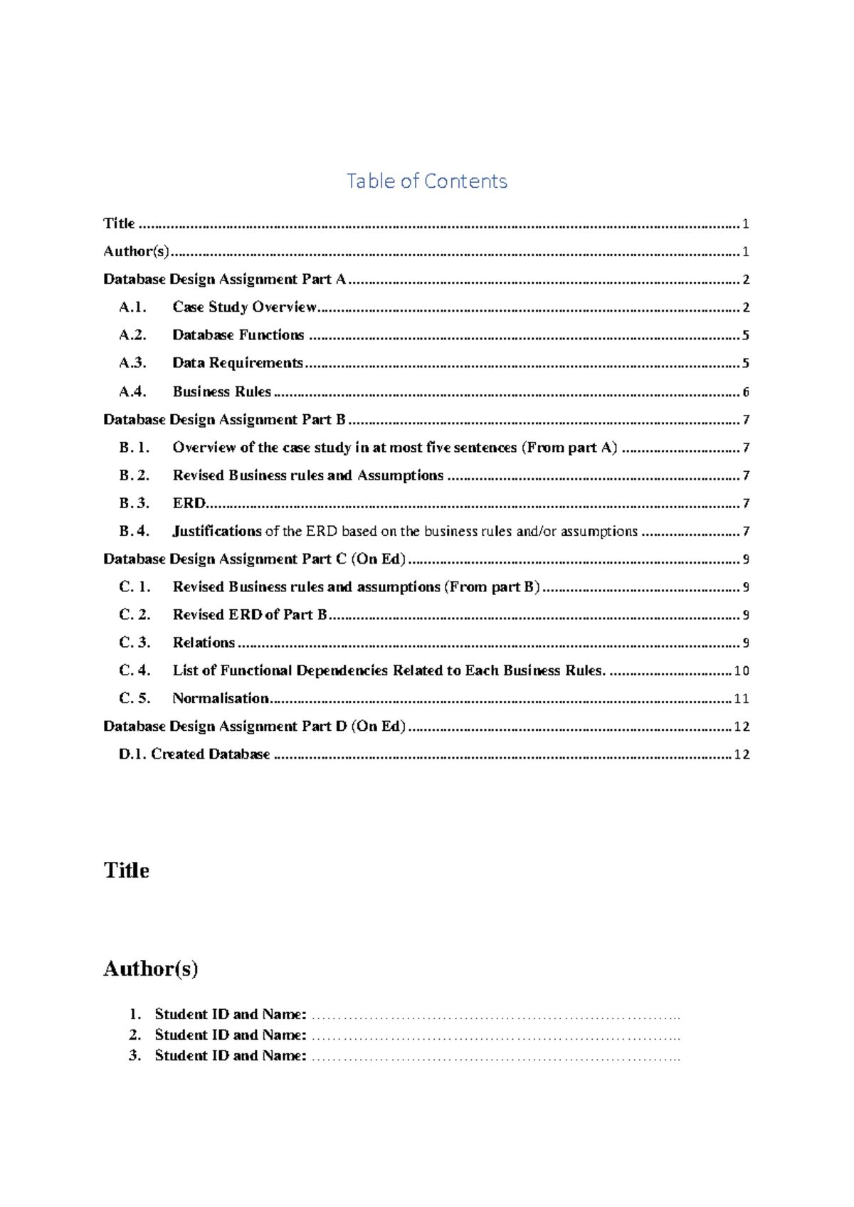 Database Design Assignment (A2024): Comprehensive Overview and Details ...