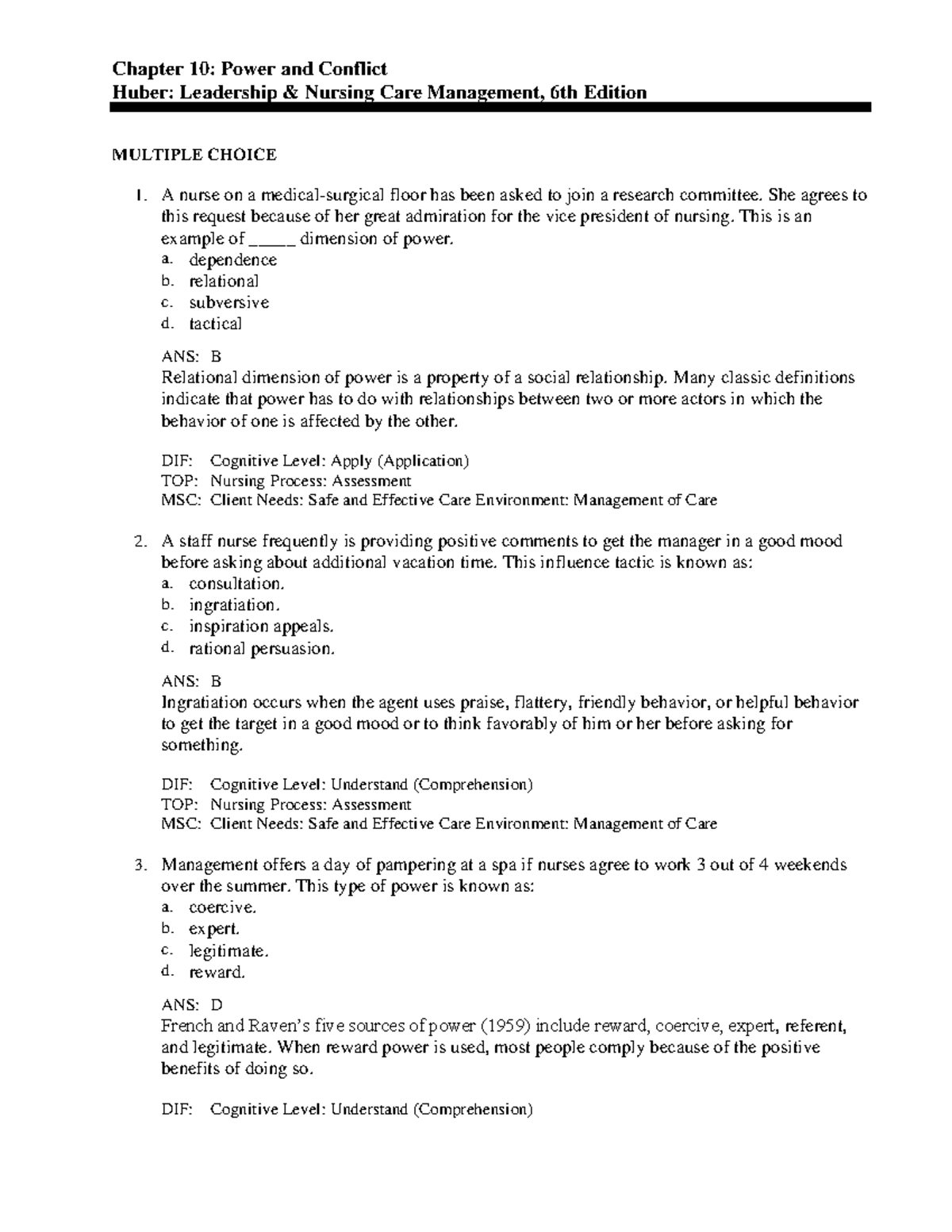 Chapter 10 Power and Conflict - Chapter 10: Power and Conflict Huber ...